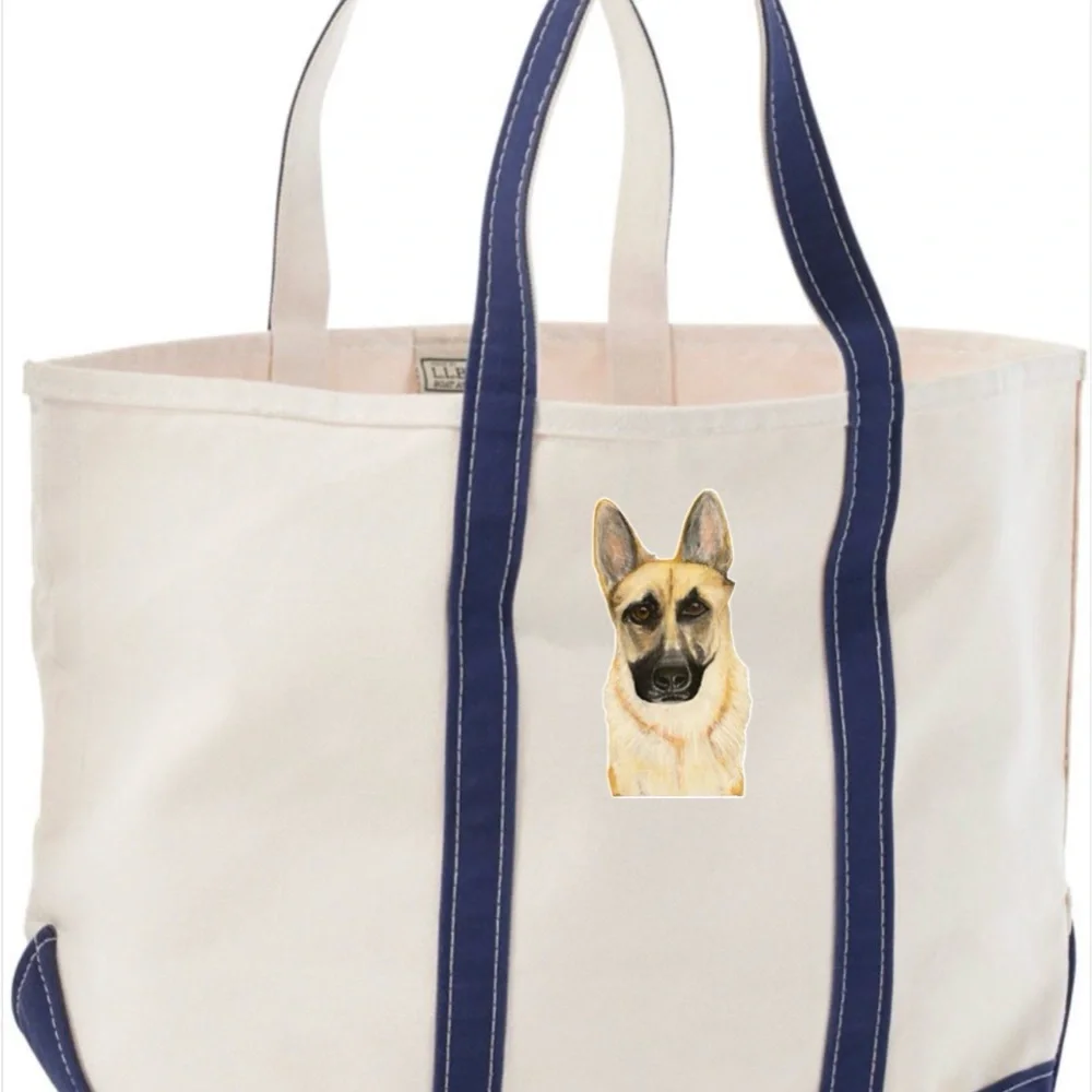 Custom Hand Painted L.L. Bean Dog Pet Portrait Tote